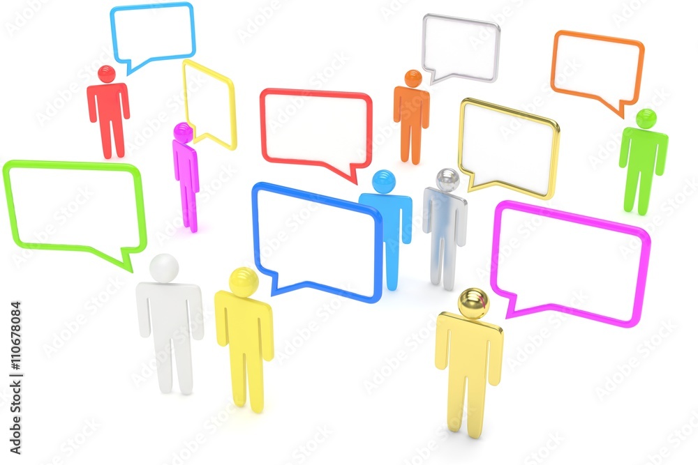 people with talk bubbles isolated over a white background. 3d rendering. people with talk bubbles isolated over a white background. 3d rendering.