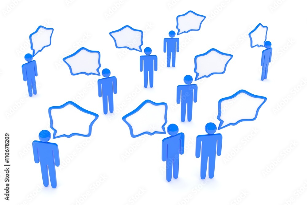 people with talk bubbles isolated over a white background. 3d rendering. people with talk bubbles isolated over a white background. 3d rendering.
