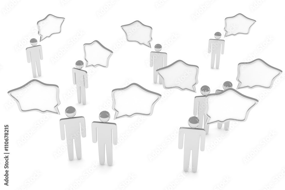 people with talk bubbles isolated over a white background. 3d rendering. people with talk bubbles isolated over a white background. 3d rendering.