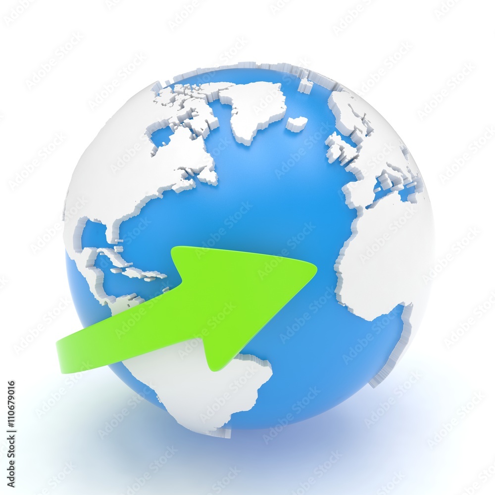 Naklejka premium Arrow and Earth globe. 3d render