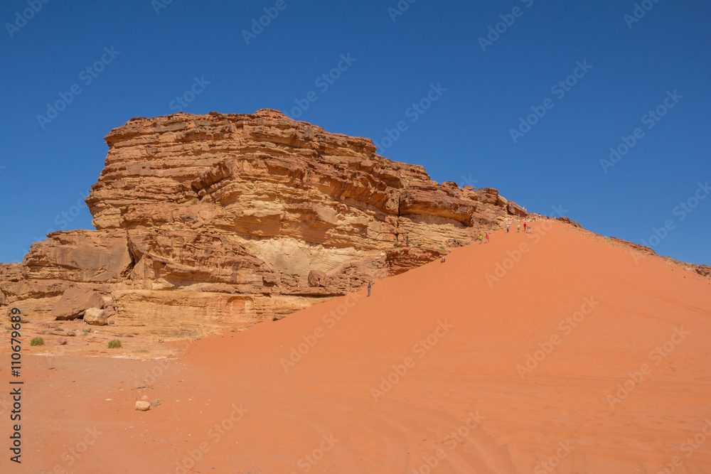 Highest sand dune in the  Wadi Rum desert in Jordan.