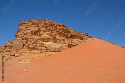 Highest sand dune in the Wadi Rum desert in Jordan.