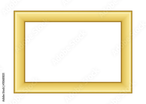 Gold frame. Beautiful simple golden design. Vintage style decorative border  isolated on white background. Deco elegant art object. Empty copy space for decoration  photo  banner. Vector illustration.
