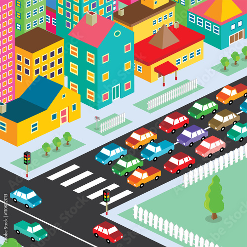 isometric residential view cartoon theme © Vector1st