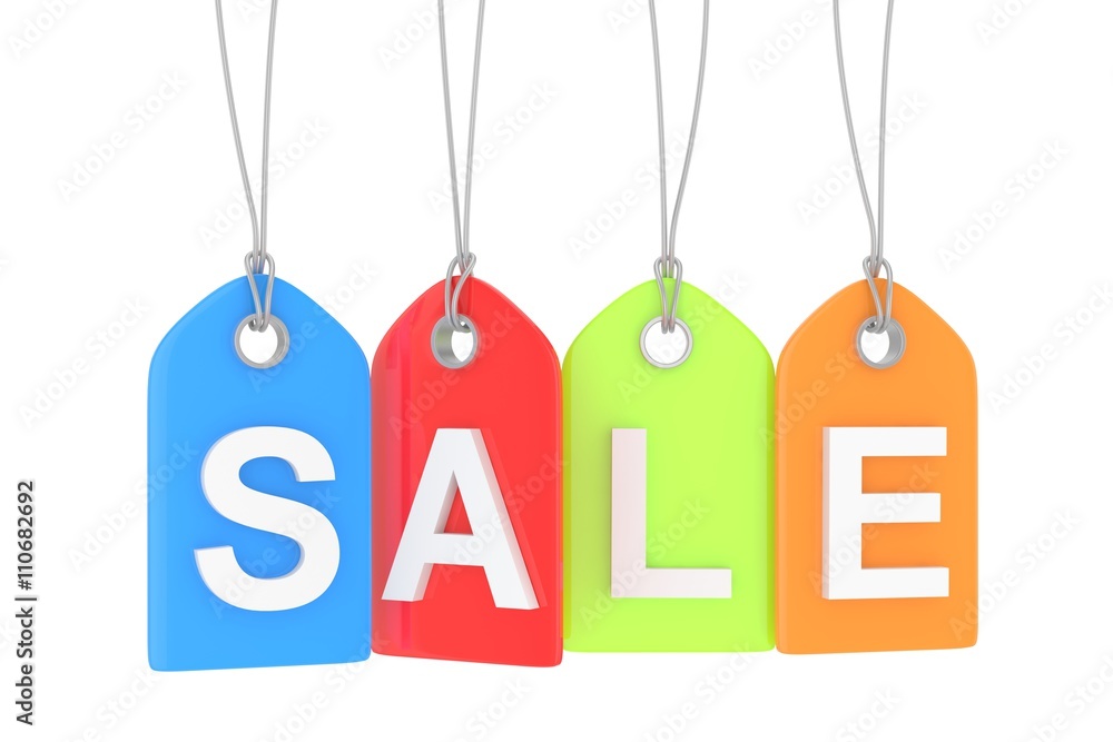 Colorful isolated sale labels on white background. Price tags. Special offer and promotion. Store discount. Shopping time. 3D rendering. Colorful isolated sale labels on white background. Price tags. Special offer and promotion. Store discount. Shopping time. 3D rendering.