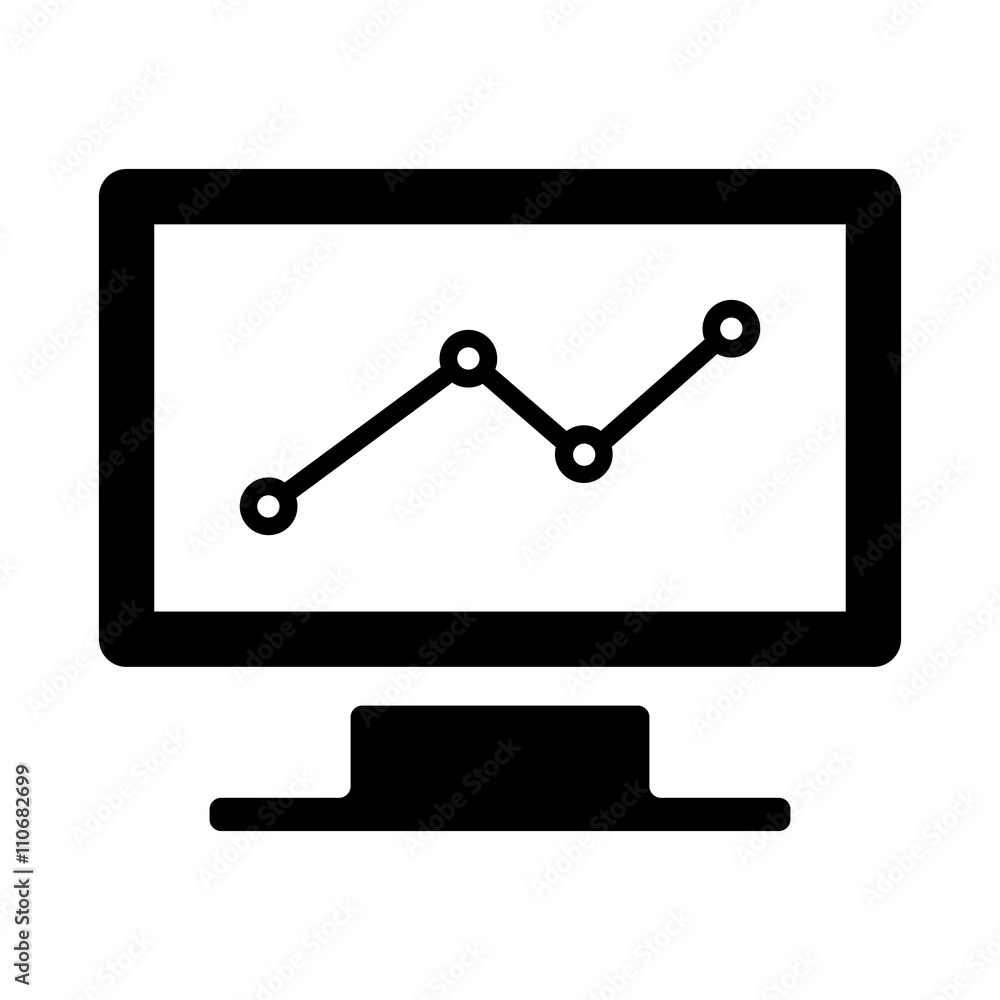 computer chart statistic icon black on white background computer chart statistic icon black on white background