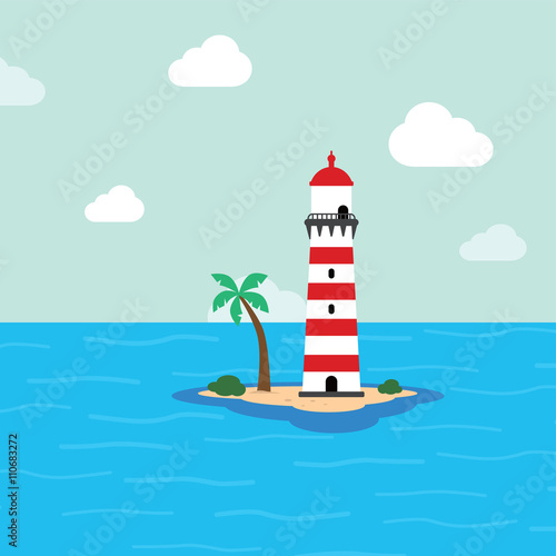beach lighthouse seashore view © Vector1st