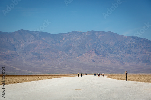 Beautiful scenario  sand formations in the foreground  blue sky day at the Death Valley National Park  Arizona  USA