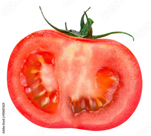 half of tomato isolated on a white background