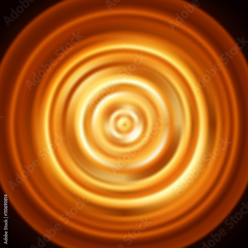 Glowing concentric circles. Vector pattern with magic fiery round