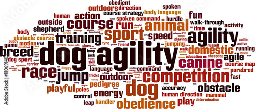 Dog agility word cloud concept. Vector illustration