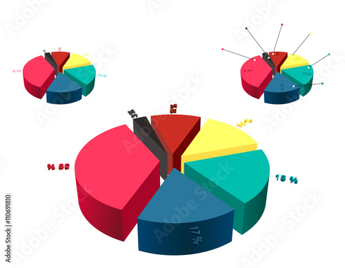 3d pie chart template. Colo...