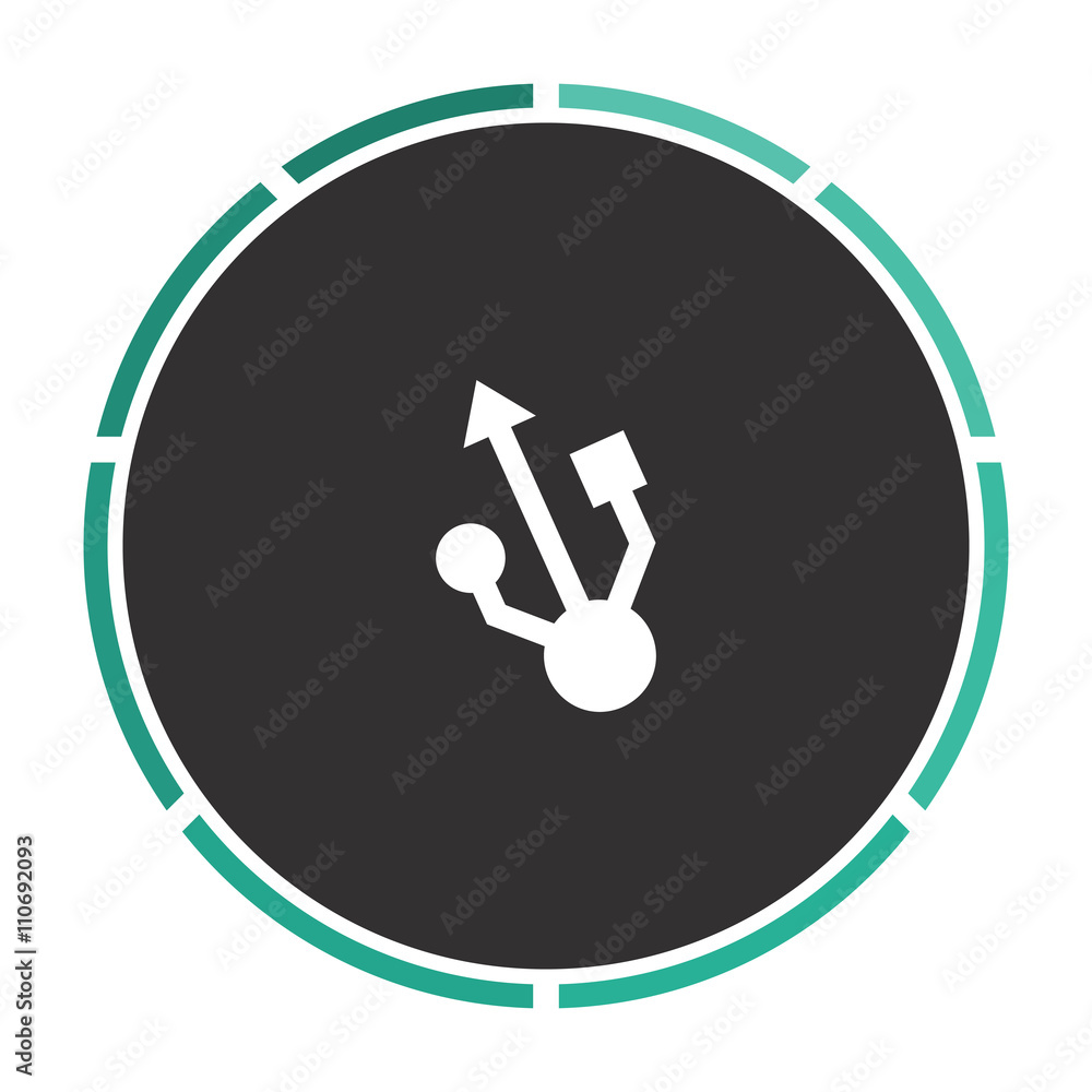 usb Simple flat white vector pictogram on black circle. Illustration icon usb Simple flat white vector pictogram on black circle. Illustration icon