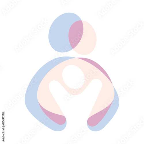 Happy parents with a newborn, enjoy fellowship. Logo, sign