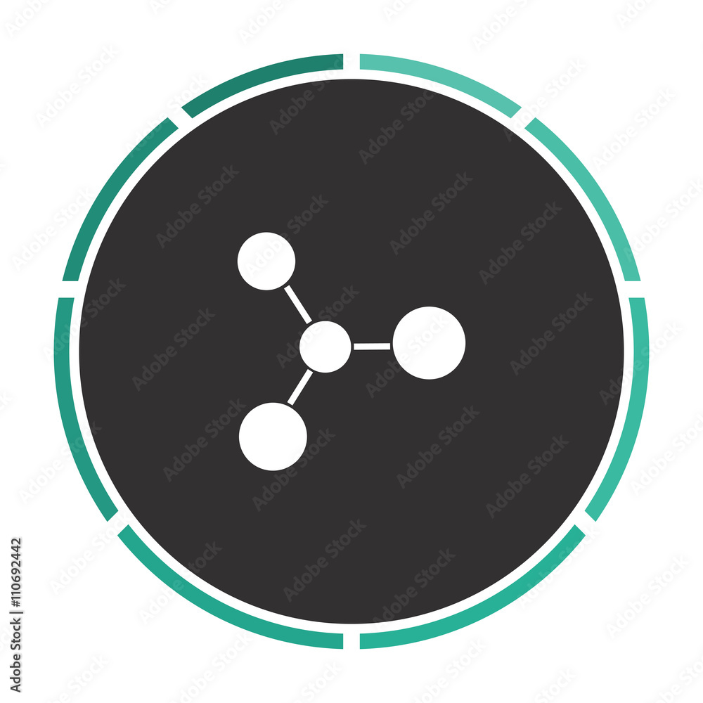 Molecule Simple flat white vector pictogram on black circle. Illustration icon Molecule Simple flat white vector pictogram on black circle. Illustration icon