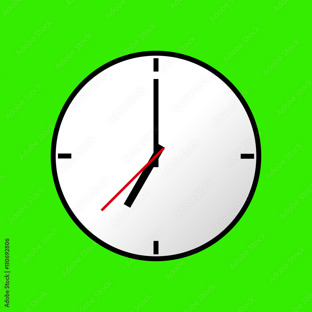 Clock icon, Vector illustration, flat design. Easy to use and edit. EPS10. Green background. Clock icon, Vector illustration, flat design. Easy to use and edit. EPS10. Green background.
