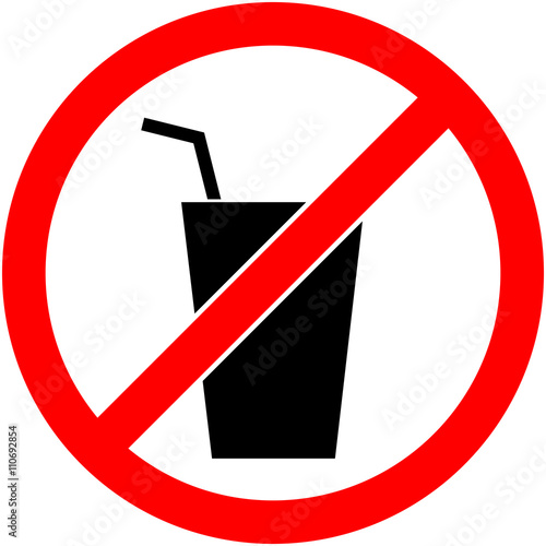 No drink prohibited symbol isolated on white. Sign indicating the prohibition or rule. Warning and forbidden. Flat design. Vector illustration. Easy to use and edit. EPS10.