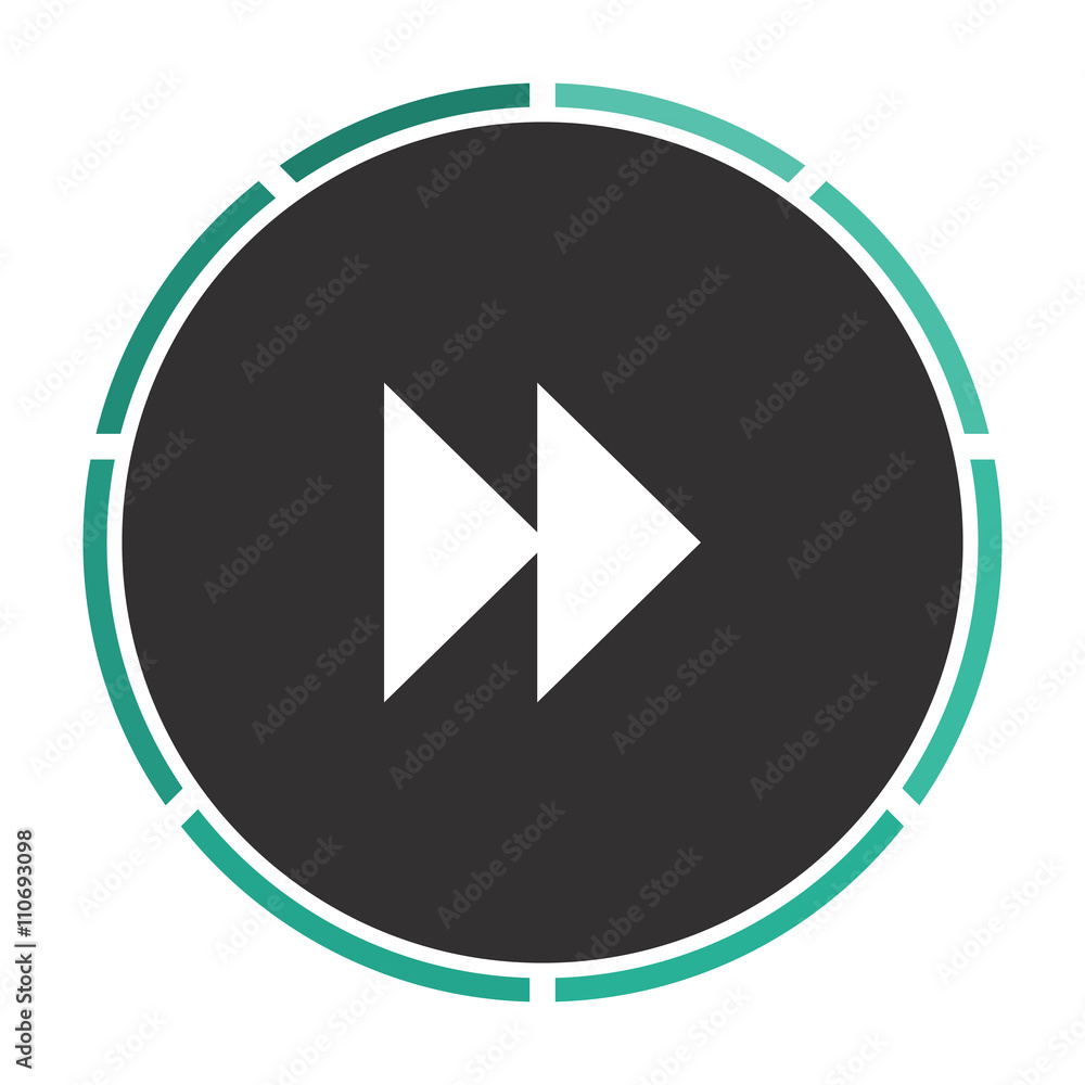 Fast forward Simple flat white vector pictogram on black circle. Illustration icon Fast forward Simple flat white vector pictogram on black circle. Illustration icon
