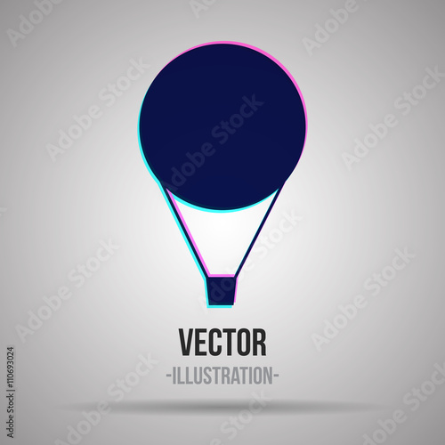 Air balloon stylized logo. Blue and violet silhouette.