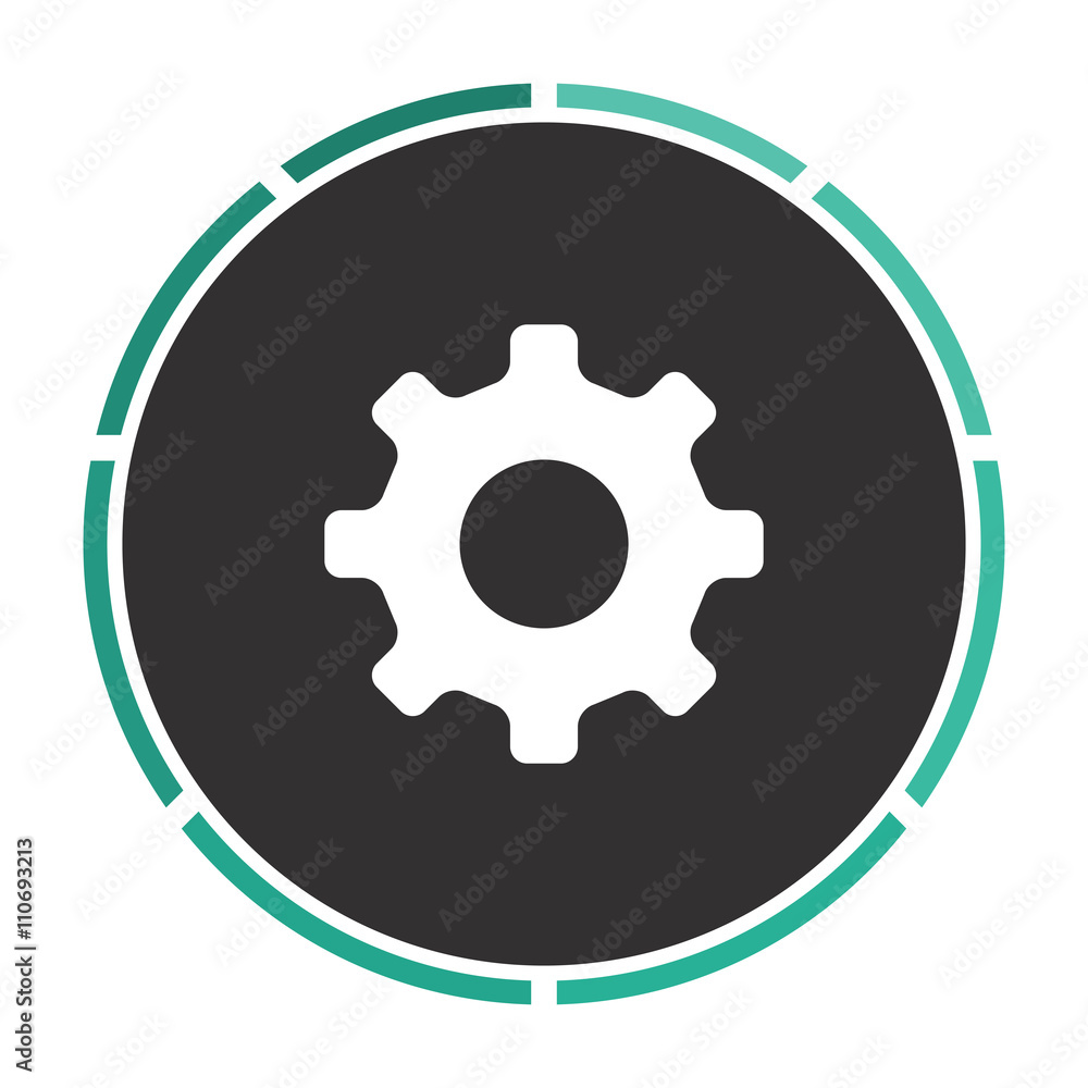 cog wheel Simple flat white vector pictogram on black circle. Illustration icon cog wheel Simple flat white vector pictogram on black circle. Illustration icon