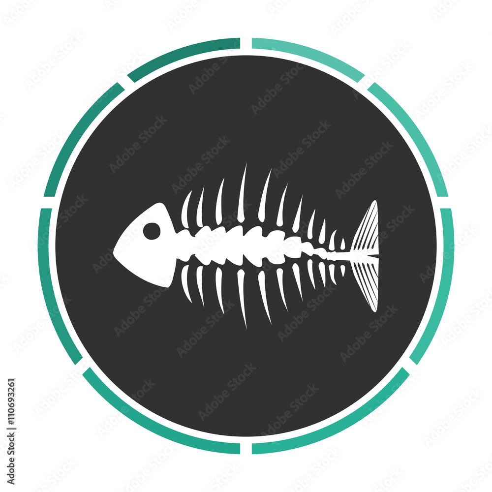 Fishbone Simple flat white vector pictogram on black circle. Illustration icon Fishbone Simple flat white vector pictogram on black circle. Illustration icon