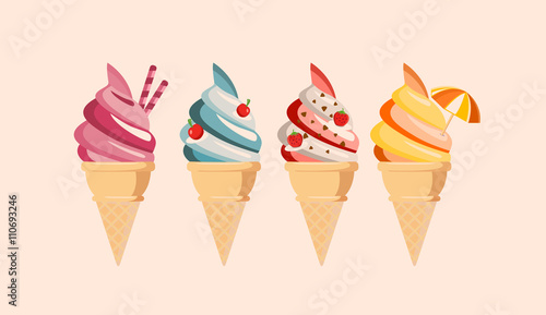 Ricos cucuruchos de helado para el verano photo