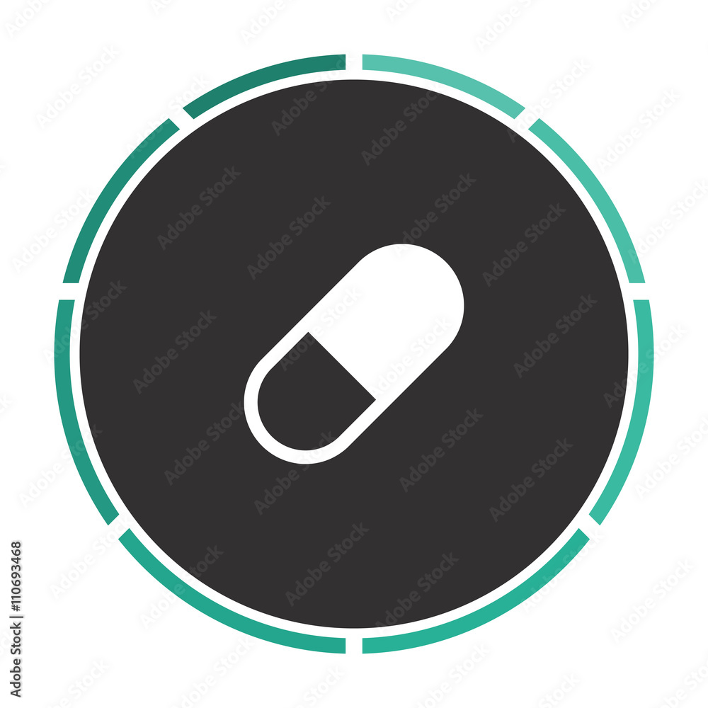 Pill Simple flat white vector pictogram on black circle. Illustration icon Pill Simple flat white vector pictogram on black circle. Illustration icon