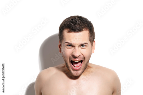 Angry guy is expressing negative emotions