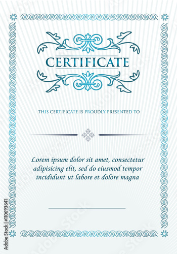 Elegant Classic Certificate of achievement. Vintage frames and border. 