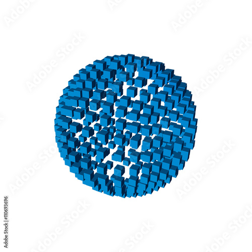 Abstract 3d sphere from cubes.Vector illustration.