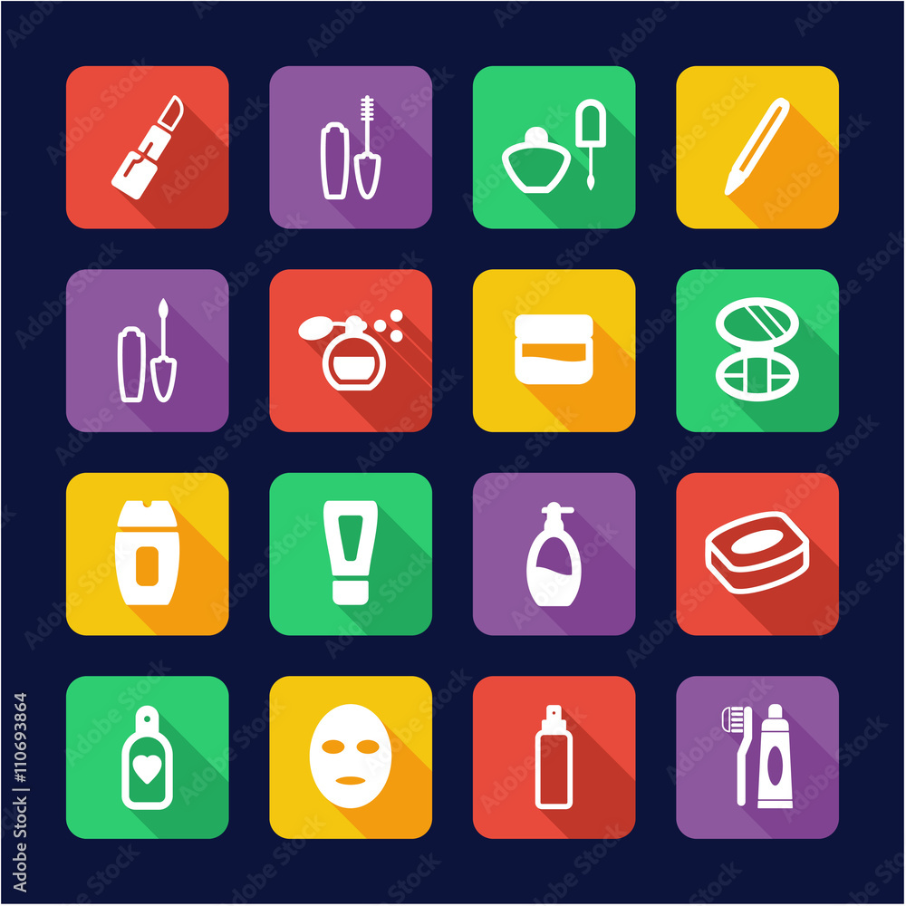 Cosmetics Icons Flat Design Cosmetics Icons Flat Design