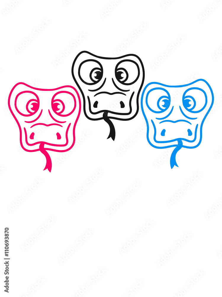 colorful 3 friends team cool crew party head face funny long comic cartoon snake colorful 3 friends team cool crew party head face funny long comic cartoon snake