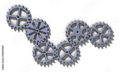 Metallic cogwheel set. 3D r...