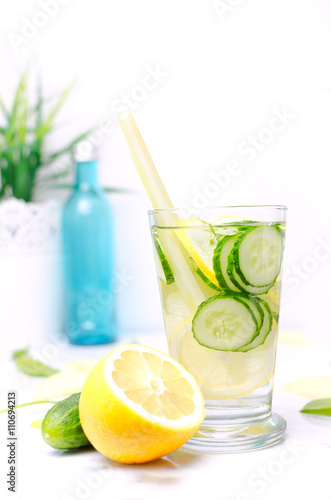 detox water with cucumber and lemon