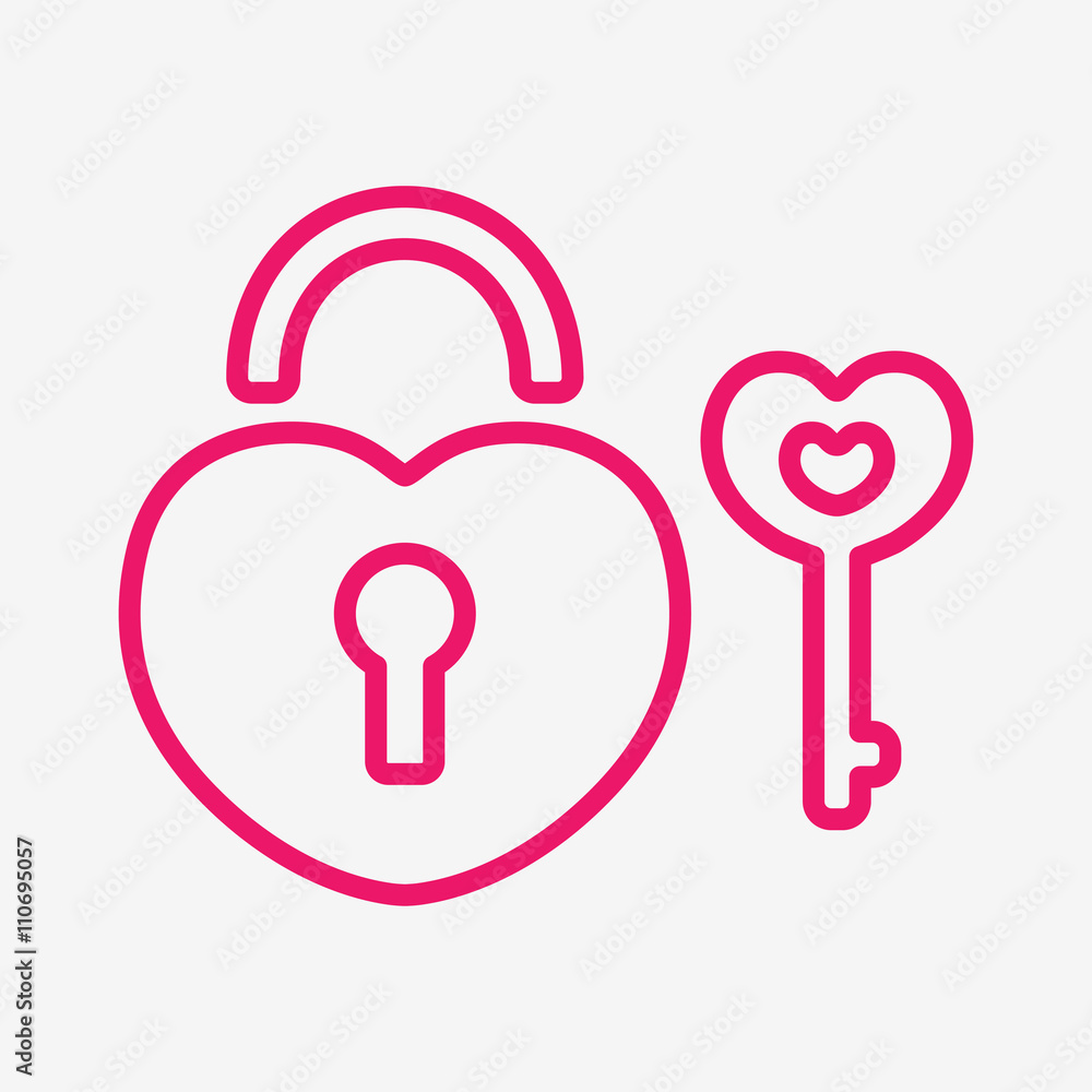 lock and key love thin line icon lock and key love thin line icon