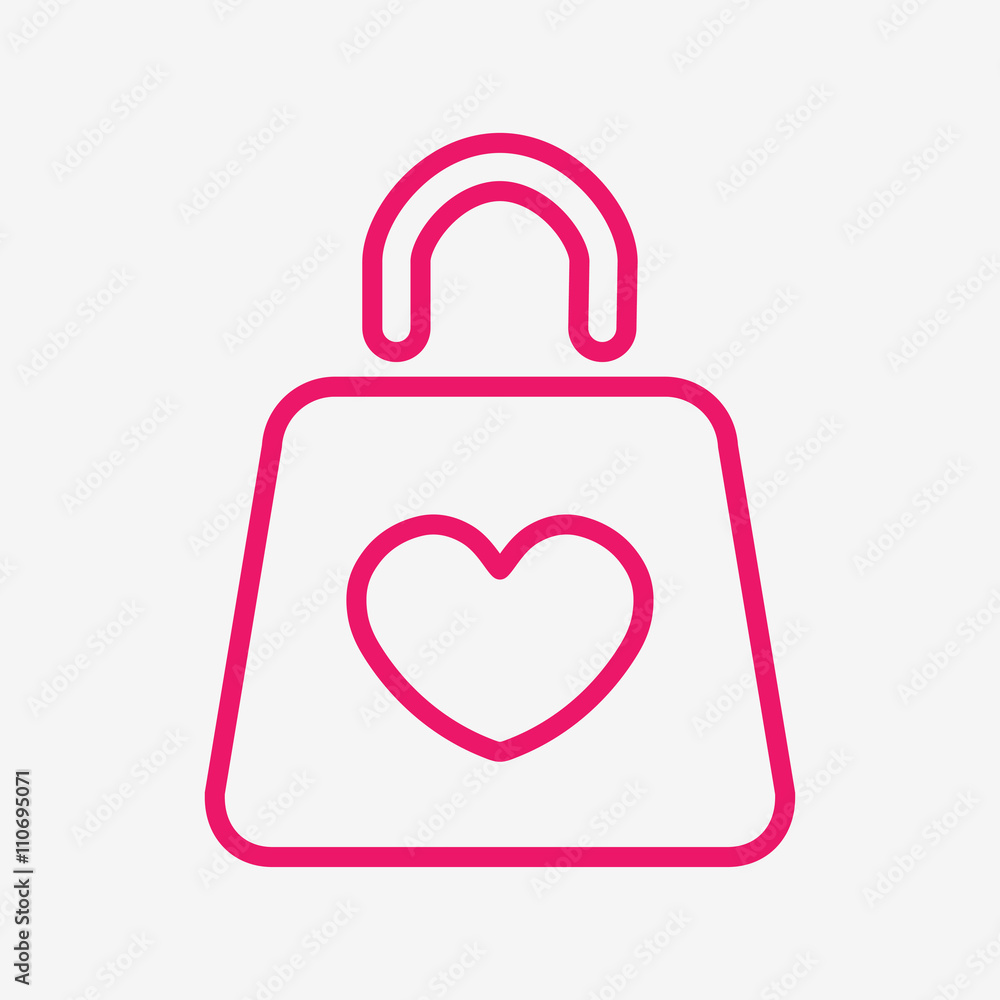 shopping bag shop love like heart thin line icon shopping bag shop love like heart thin line icon