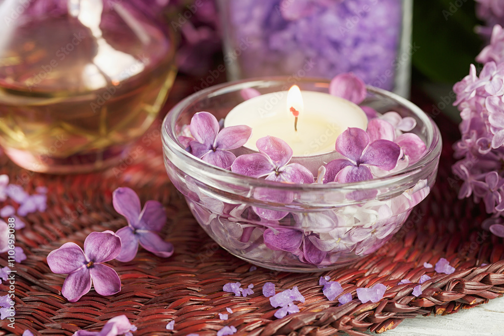 SPA concept: composition of spa treatment with natural sea salt, SPA concept: composition of spa treatment with natural sea salt,
