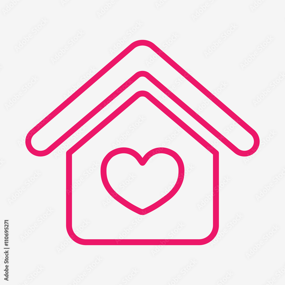 home love care heart valentine thin line icon home love care heart valentine thin line icon