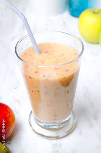 fruit smoothie on a white background