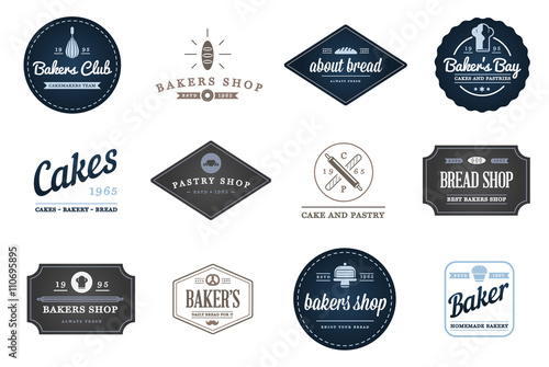 Set of Vector Bakery Pastry Elements and Bread Icons Illustratio
