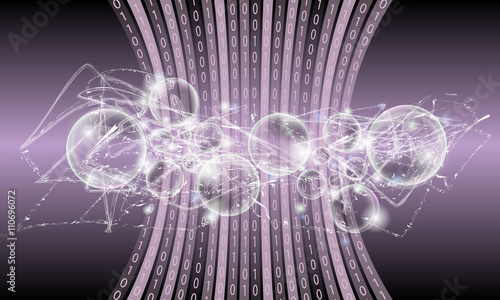Vector abstract background with lights; lines, bubbles and binar