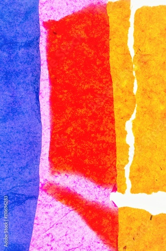 abstract composition made with colorful tissue paper to enfatize textures and colors