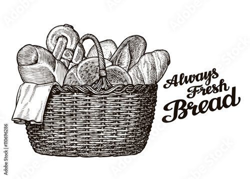 bread, bakery. hand drawn sketch of food. vector illustration