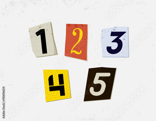 Colorful Newspaper Cut Numbers Set