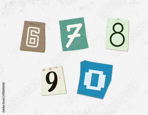 Colorful Newspaper Cut Numbers Set