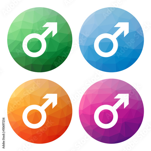 Set  of 4 isolated modern low polygonal buttons - icons - for ma