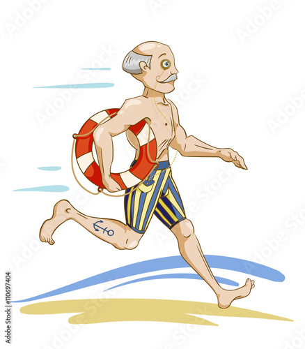 running man with lifebuoy