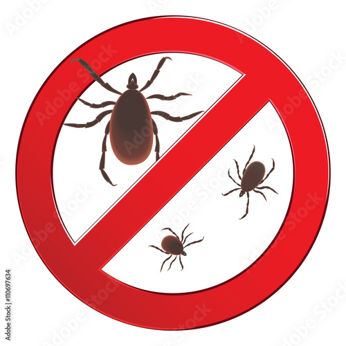 Mite spider. Mite red. Mite allergy. Epidemic. Mite parasites. Vector illustration symbol parasite warning sign.