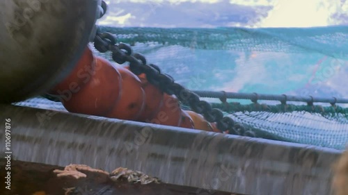 Details of the trawl, which rises out of the sea