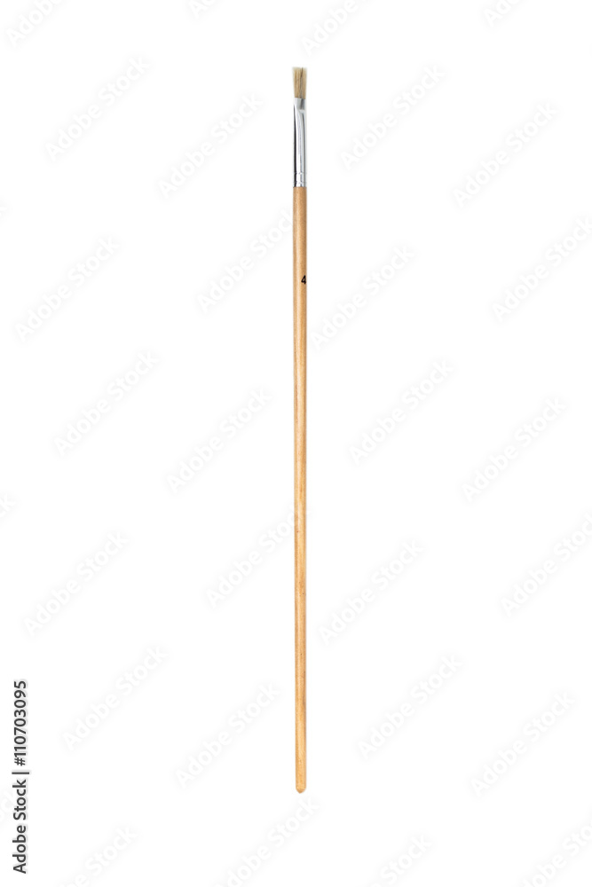 close-up image of a paint brush over plain white background. close-up image of a paint brush over plain white background.